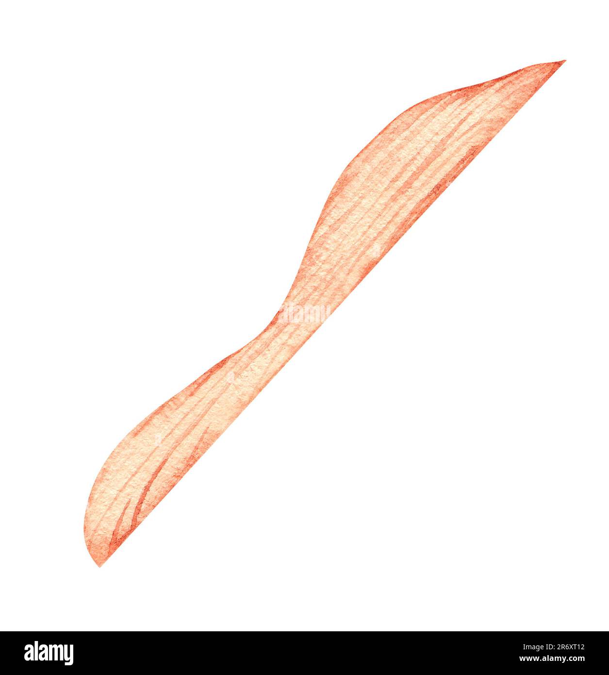 Darstellung eines umweltfreundlichen Holzmessers. Eco Products Wasserfarbenmesser für Grafik- und Webdesign, Geschäftspräsentationen, Marketing und gedruckte Matte Stockfoto