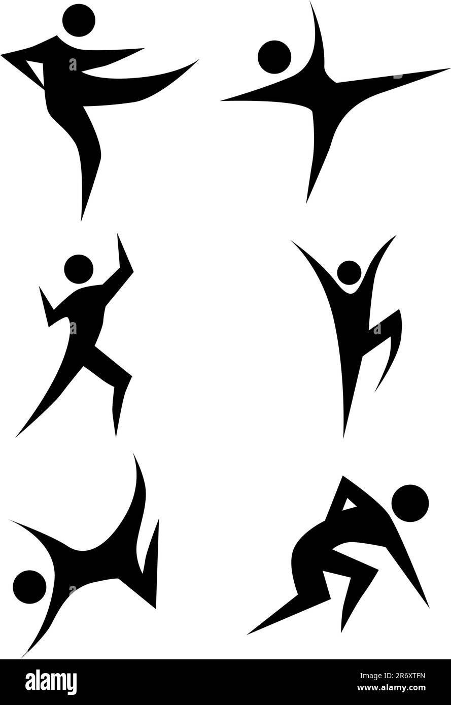 Karate-Stick-Figuren-Symbolset isoliert auf weißem Hintergrund. Stock Vektor