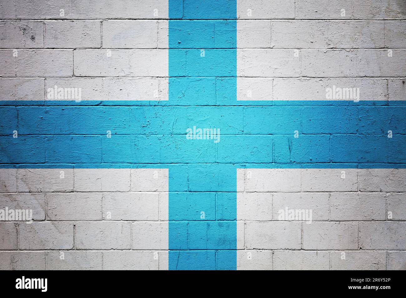 Die Flagge von Marseille ist an einer Betonwand gemalt. Stockfoto