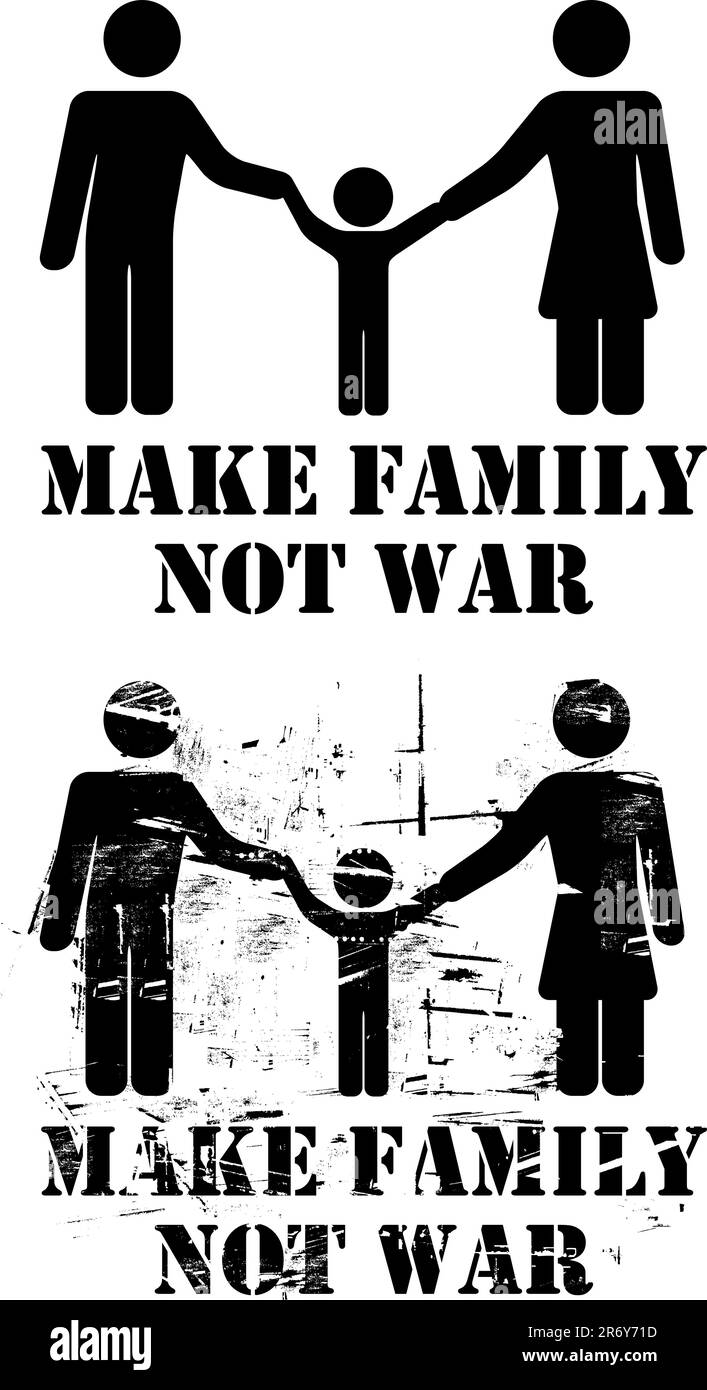 Zeichen Sie Familie nicht Krieg mit Vater, Mutter und Kind Stock Vektor