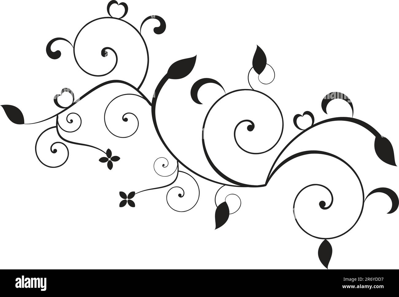 Abstraktes Blumenelement Schwarz-Weiß-Objektvektordarstellung Stock Vektor