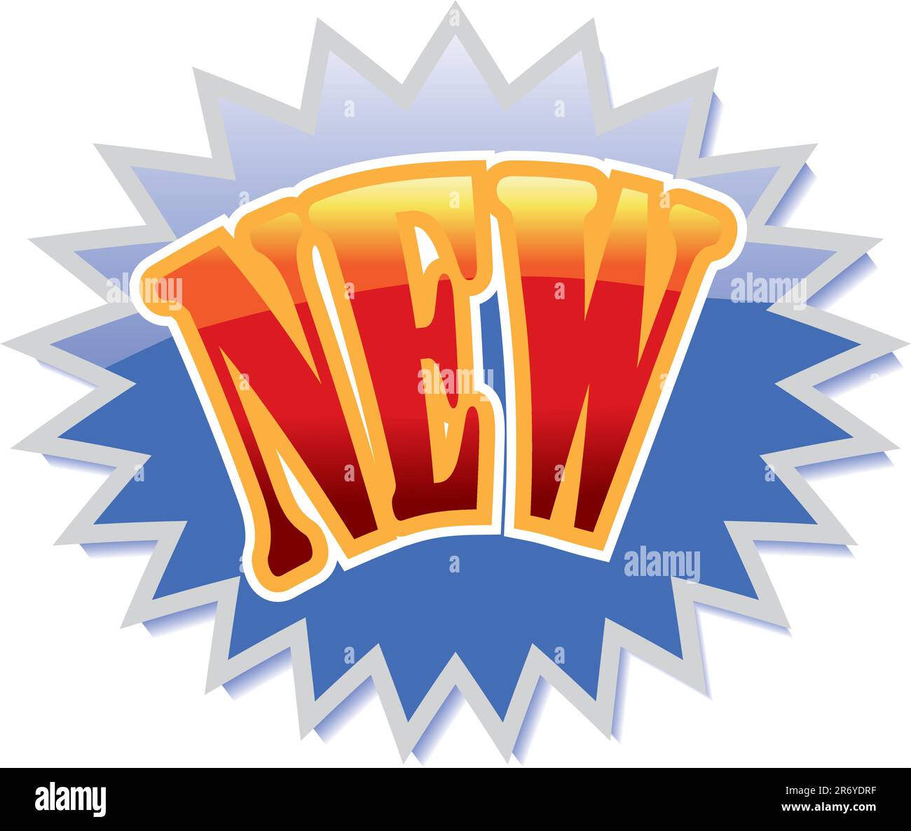 Blaue Sterne Aufkleber mit roten Wort neu. Vektor-illustration Stock Vektor