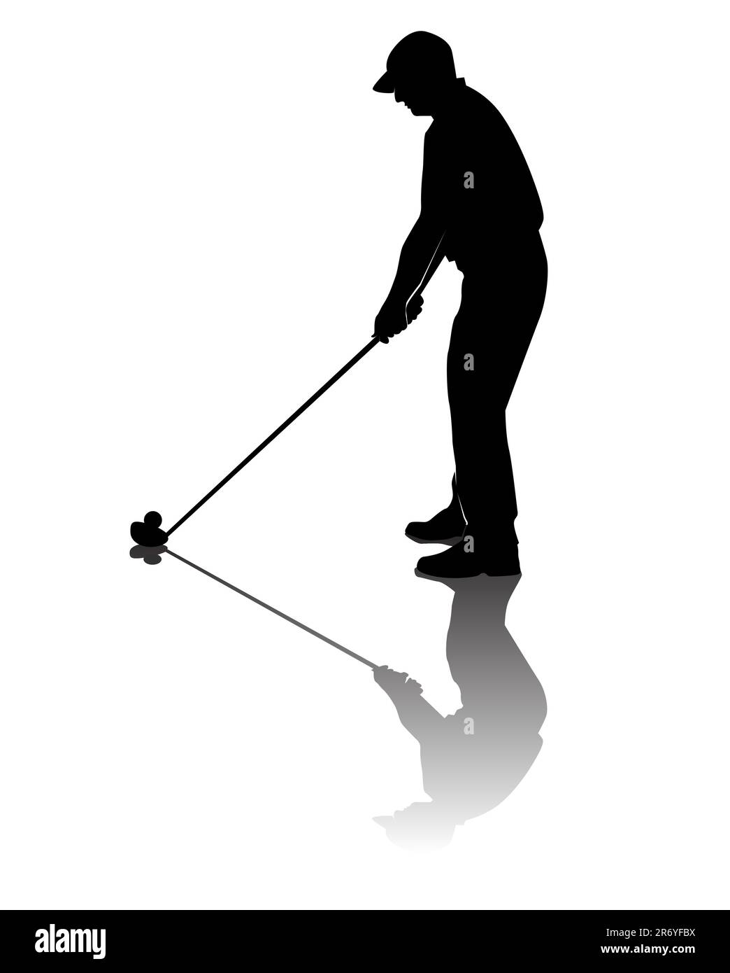 Silhouette des Golfers auf weißem Hintergrund Stock Vektor