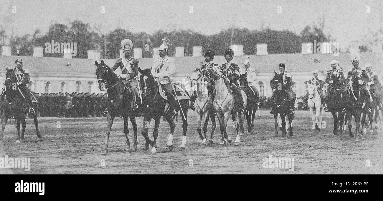 Russischer Kaiser Nicholas II. Und deutscher Kronprinz Wilhelm. Foto wurde 1911 aufgenommen. Stockfoto