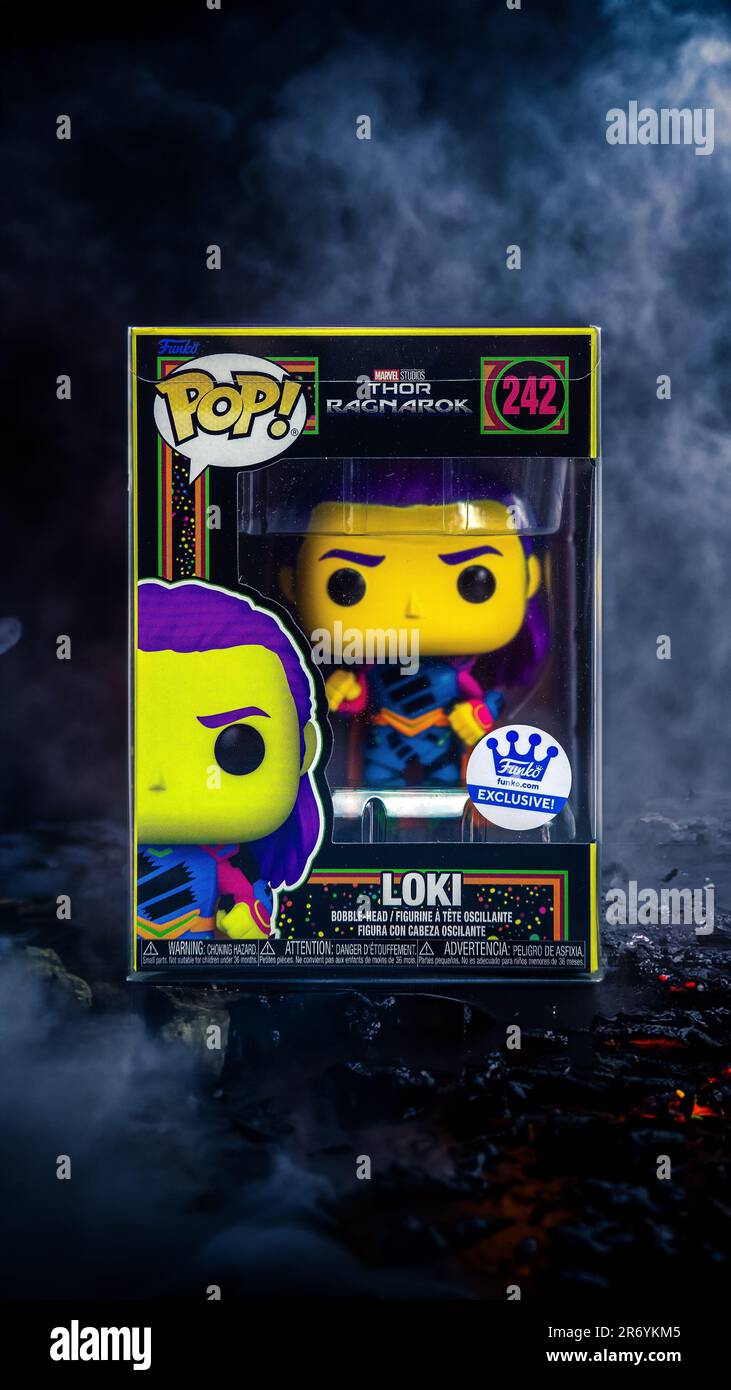 Eine Funko-Pop-Figur von Loki Stockfoto