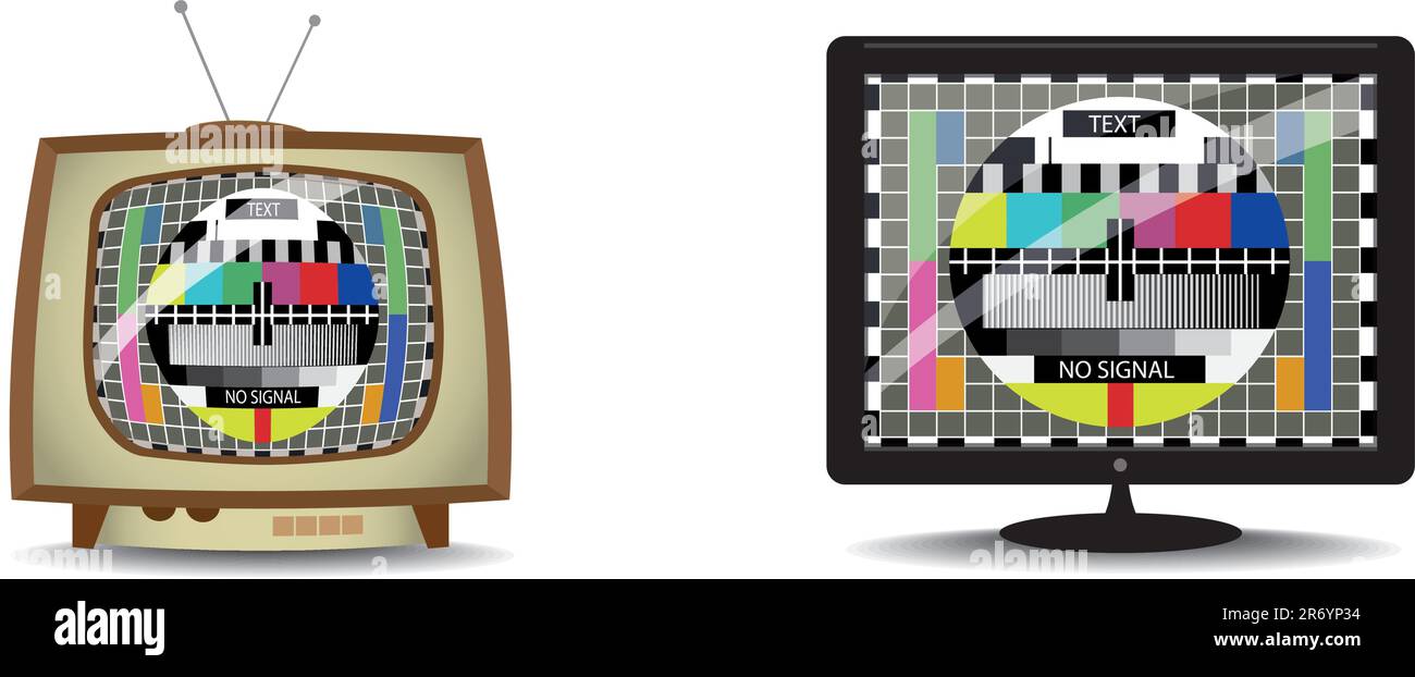 Alter und neuer Fernseher mit Monoskop - Vektordarstellung Stock Vektor