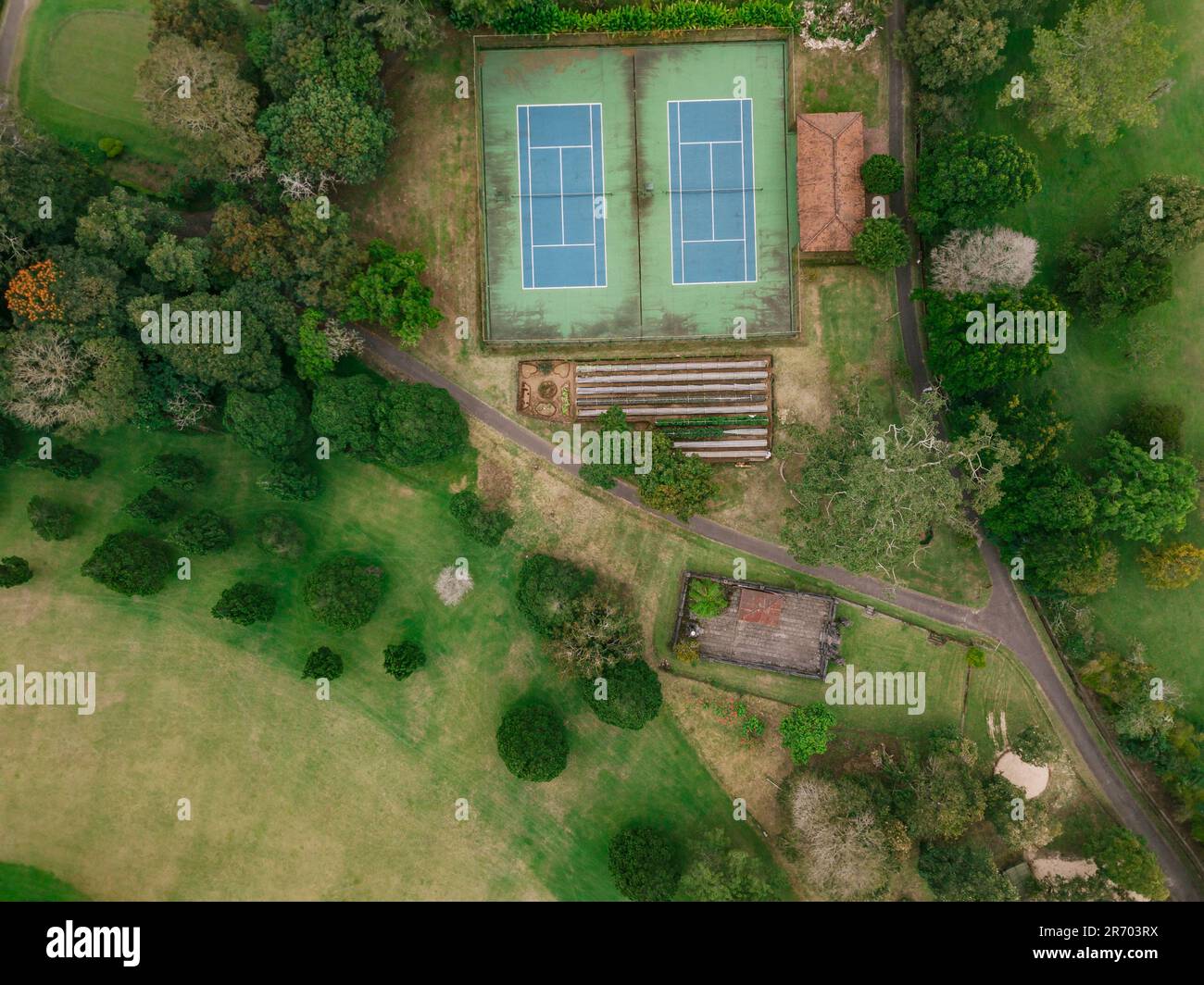 Tennisplätze, Bedugul, Bali, Indonesien Stockfoto
