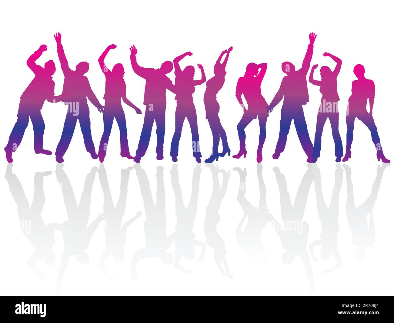 vector EPS10-Darstellung der Silhouetten von tanzenden Menschen Stock Vektor