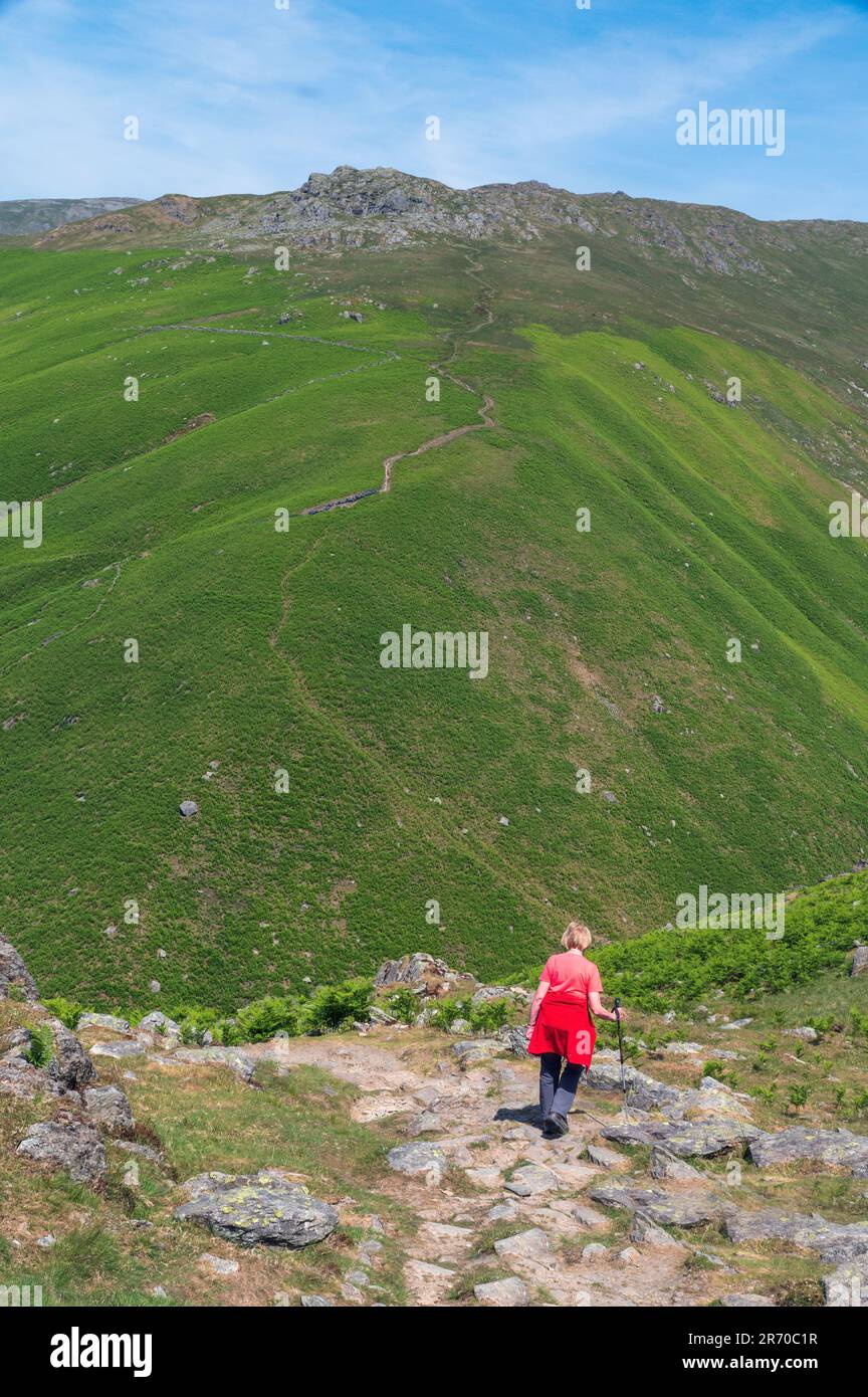 Stone Arthur und Great Rigg aus der Nähe von Alcock Tarn über Grasmere, Cumbria Stockfoto