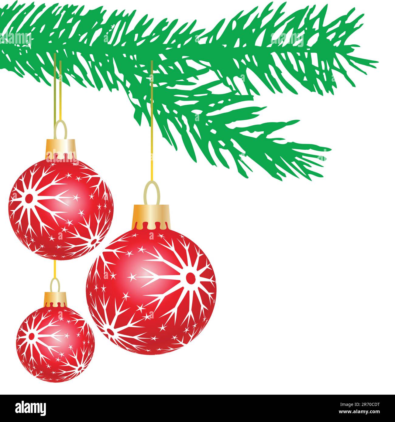 Rote weihnachtsbälle und grüne Zweigstelle, vollständige skalierbare Vektorgrafik inklusive EPS V8 und JPG herunterladen Stock Vektor