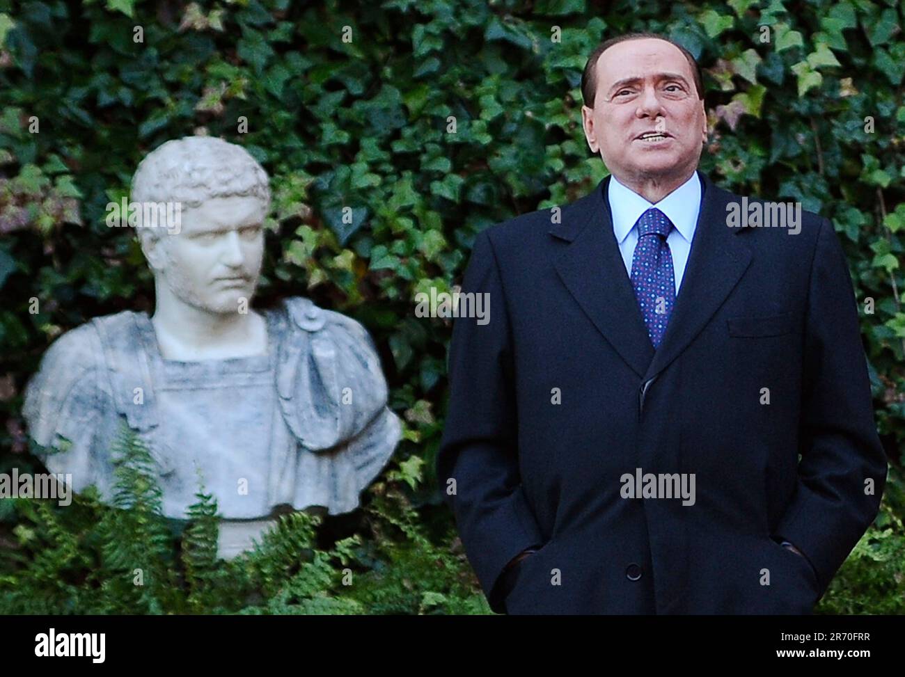 Roma, Vertice Italia-Slowenien. Il Presidente del Consiglio ha incontrato a Villa Madama il Presidente della Repubblica di Slovenia. Nella foto Silvio Berlusconi Stockfoto