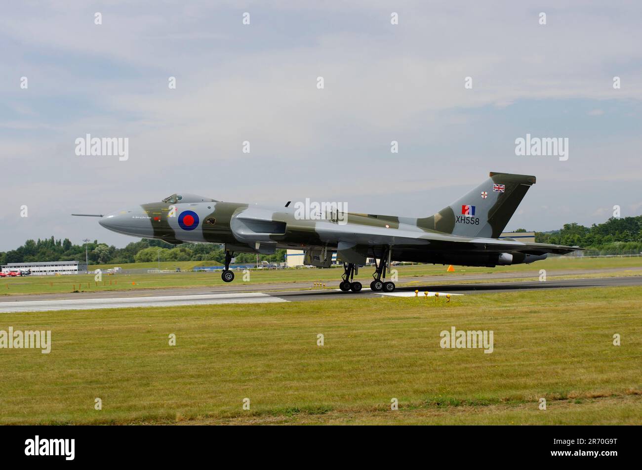 Avro Vulcan B2, XH558, Spirit of Great Britain, Farnborough Air Show, England, Stockfoto