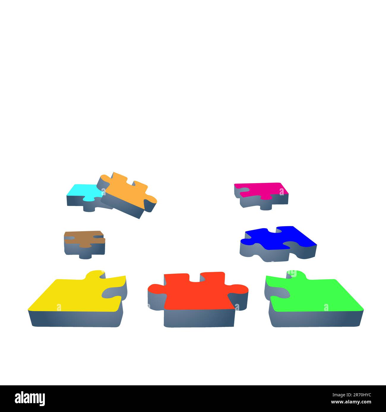 Farbpuzzles auf weißem Hintergrund.Vektor Stock Vektor