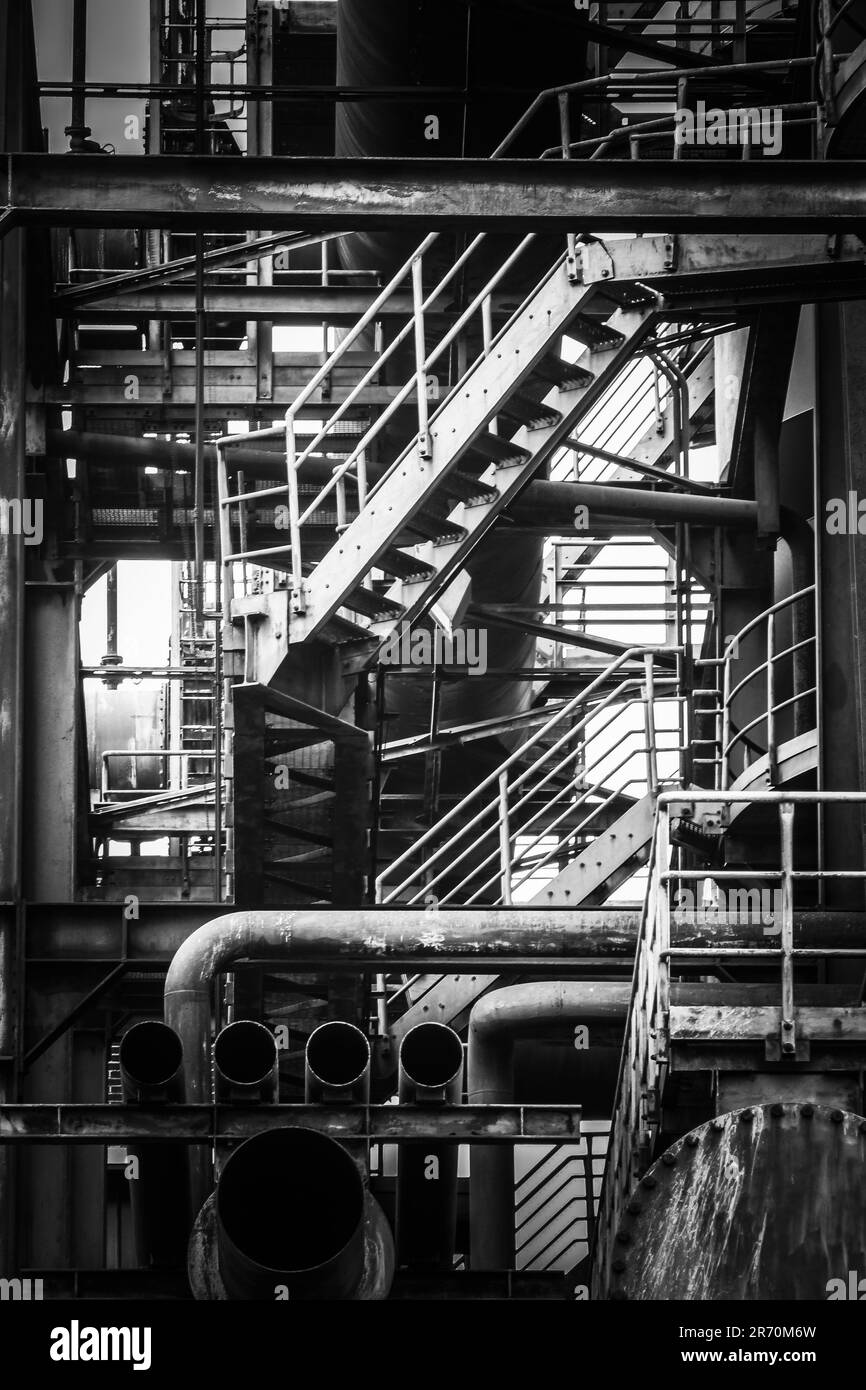 Industrieanlage eines alten Kohlebergwerks Stockfoto