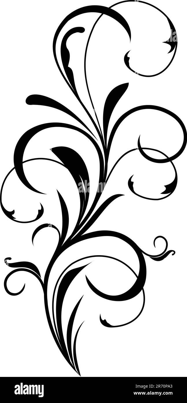 Abbildung: Schwarzes Blumenelement. Vektor Stock Vektor