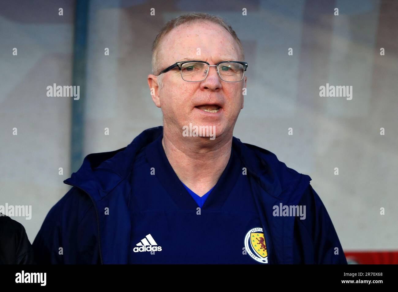 Aktenfoto vom 24.-03-2019 von Alex McLeish, dem schottischen Manager, der glaubt, dass Schottland Spanien überwältigt hat, hat die Teams „verängstigt“, um Steve Clarke zu begegnen. Ausgabedatum: Montag, 12. Juni 2023. Stockfoto