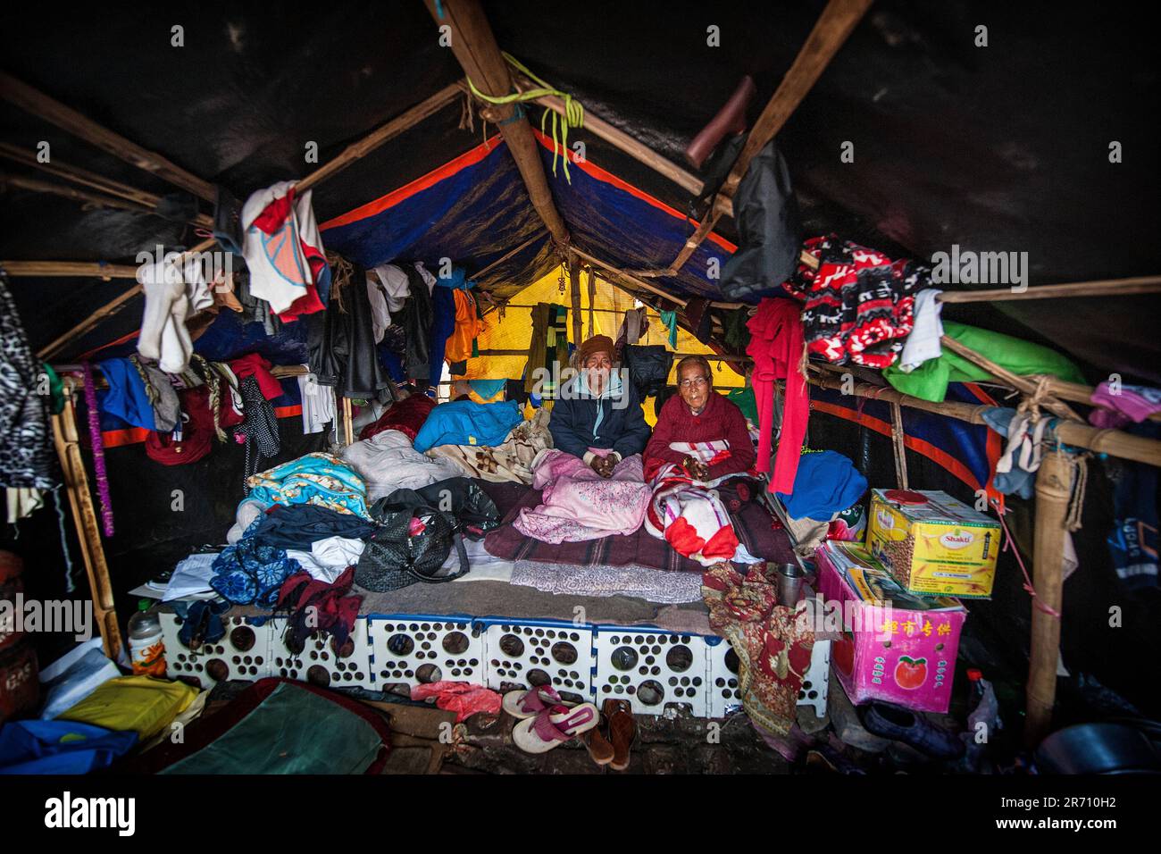 Chhuchmepati-Lager. kathmandu ein Jahr nach dem Erdbeben. nepal Stockfoto