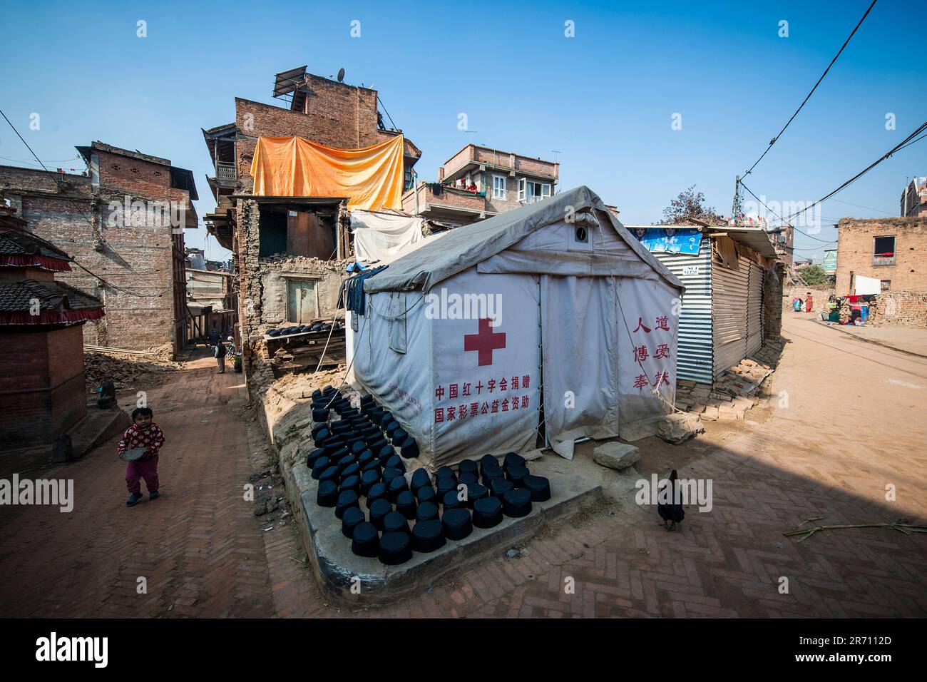 Bhaktapur un anno dopo il terremoto. nepal Stockfoto