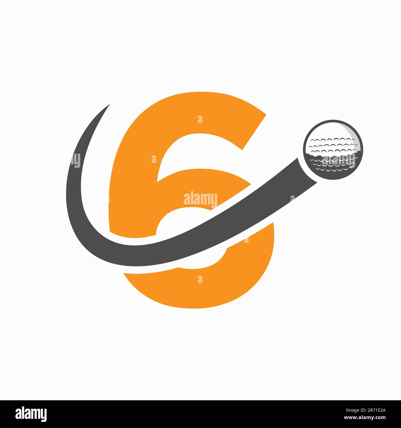 Ursprünglicher Buchstabe 6 Golf Logo Design. Erstes Eishockey Sport Academy Schild, Clubsymbol Stock Vektor