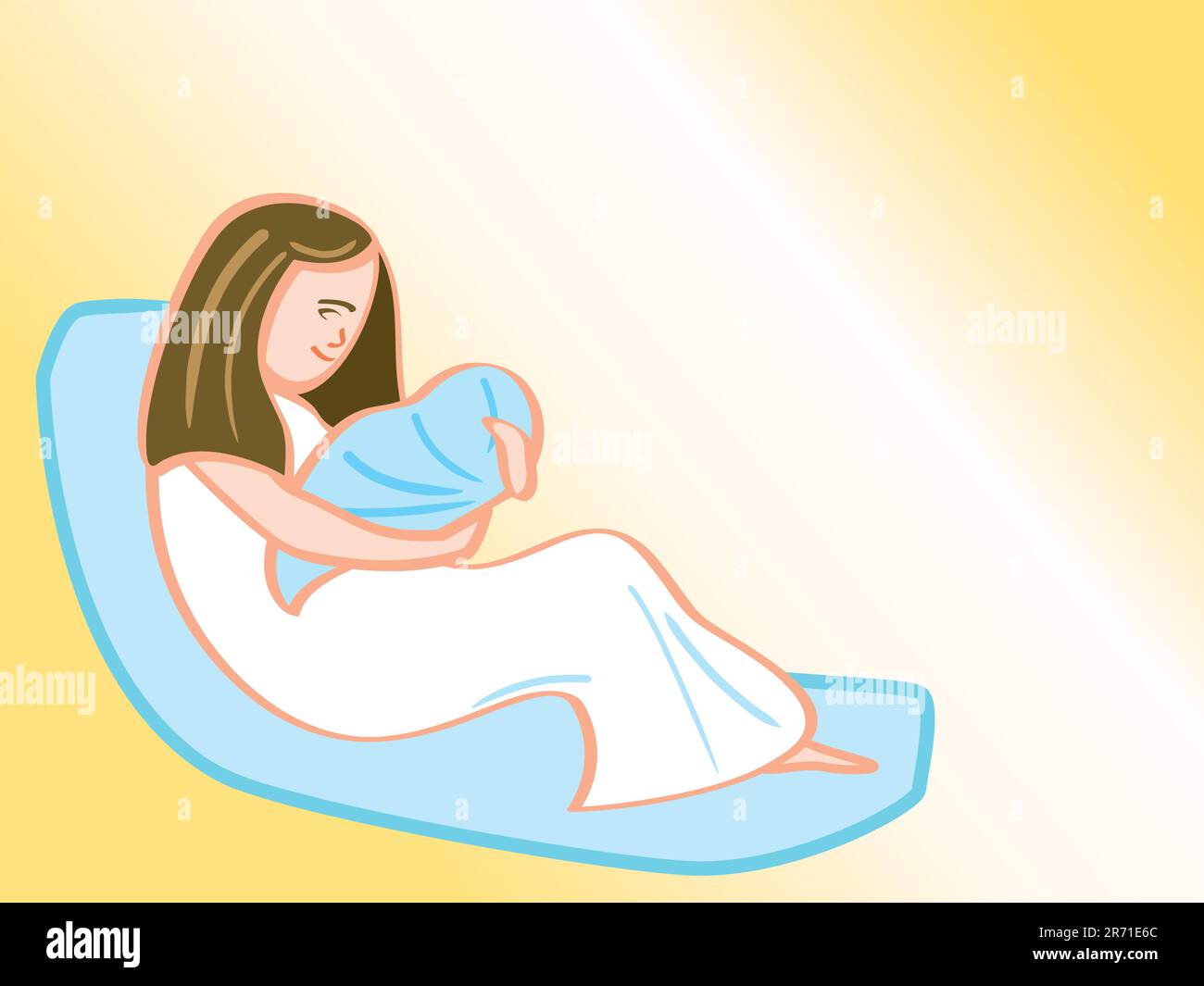 Stilisierte Darstellung einer Mutter und ihres Neugeborenen. Stock Vektor