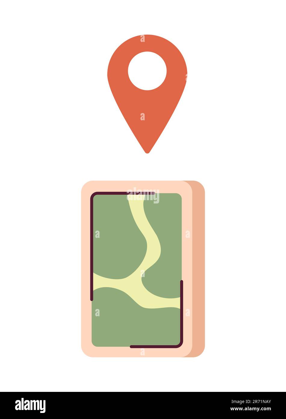 Halbflaches Vektorobjekt der mobilen Navigation Stock Vektor