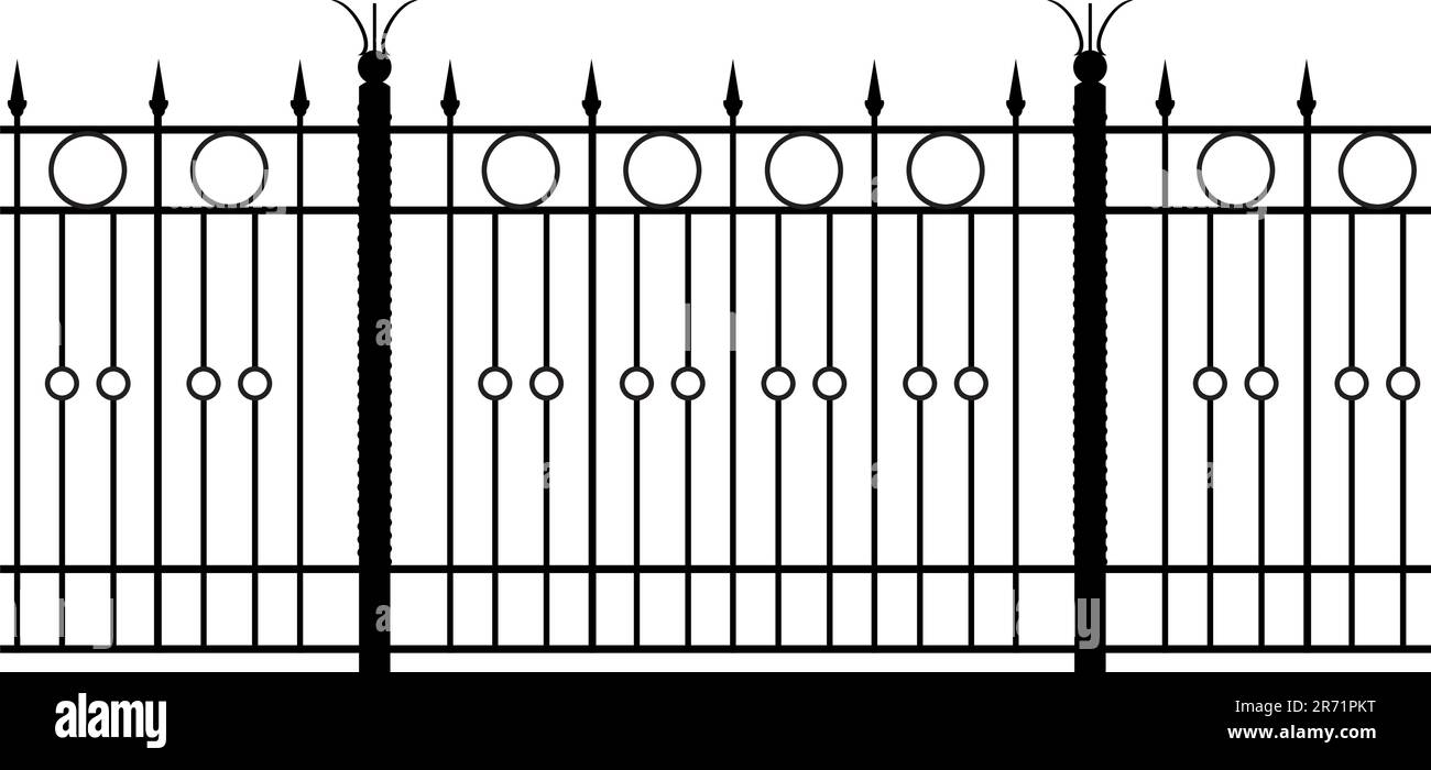 Realistische Darstellung des geschossenen Zauns, nahtlos horizontal - Vektor Stock Vektor