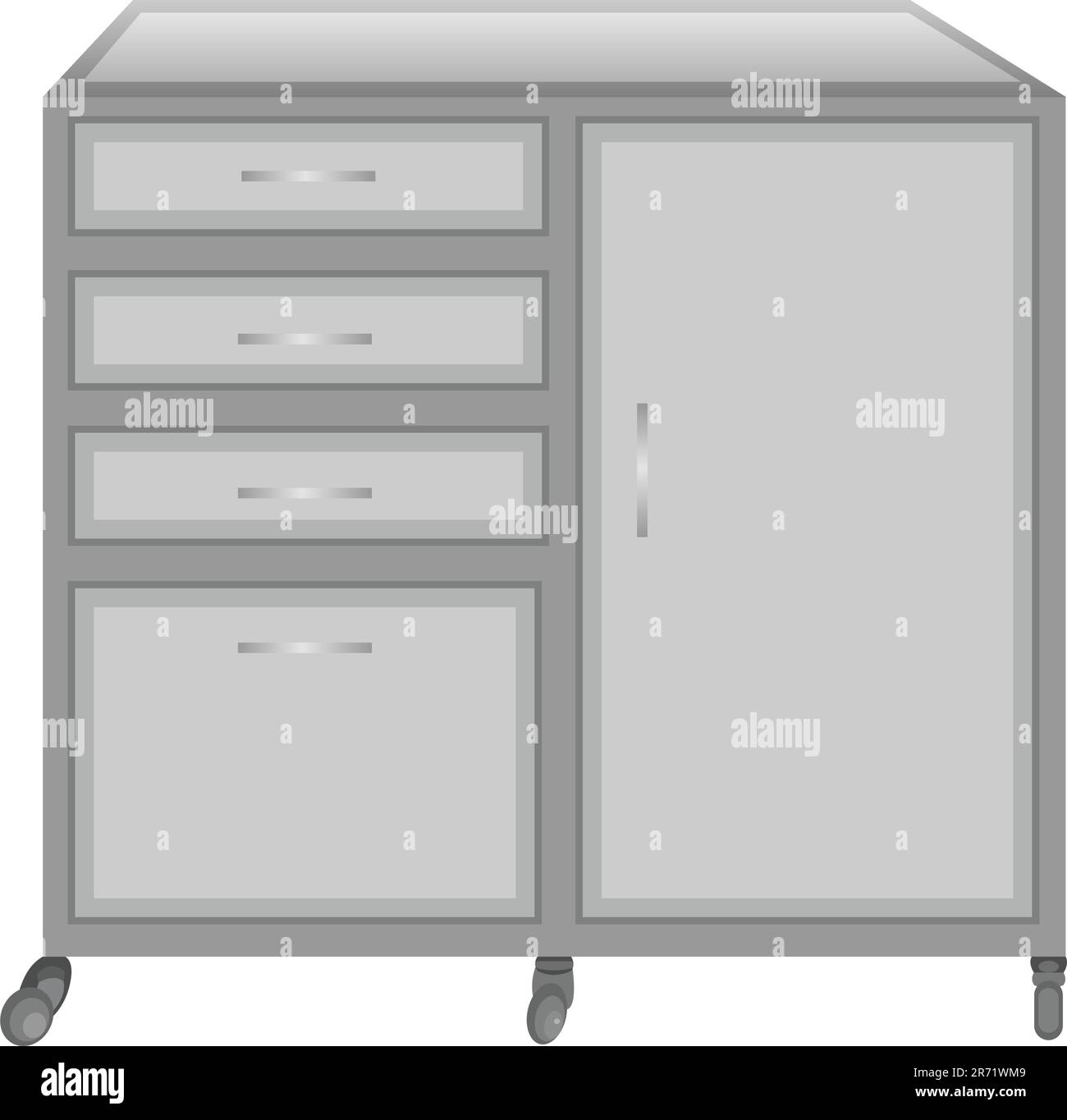 Vektordarstellung eines medizinischen Tisches auf Rädern Stock Vektor