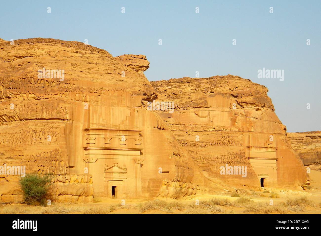 Archäologische Stätte. Mada'in Saleh. Arabische Wüste. Saudi-Arabien Stockfoto