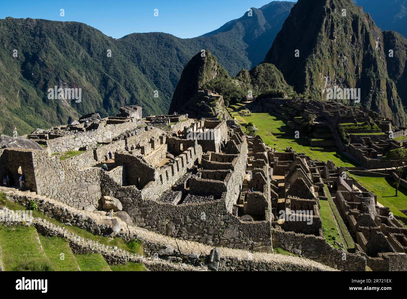 Peru. machu picchu. Ruinen der inka-Reichsstadt und berg huayna picchu im heiligen Tal Stockfoto