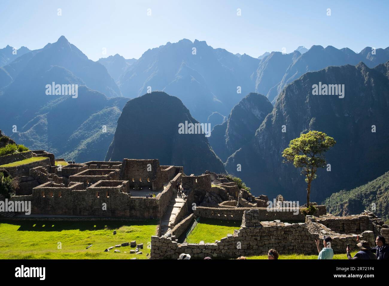 Peru. machu picchu. Ruinen der inka-Reichsstadt und berg huayna picchu im heiligen Tal Stockfoto