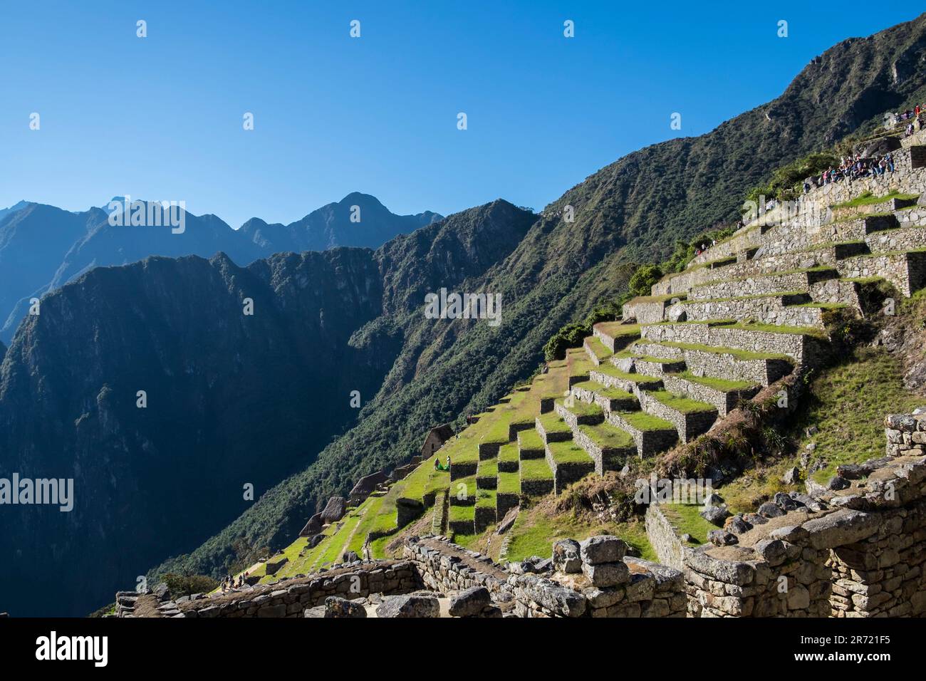 Peru. machu picchu. Ruinen der inka-Reichsstadt und berg huayna picchu im heiligen Tal Stockfoto