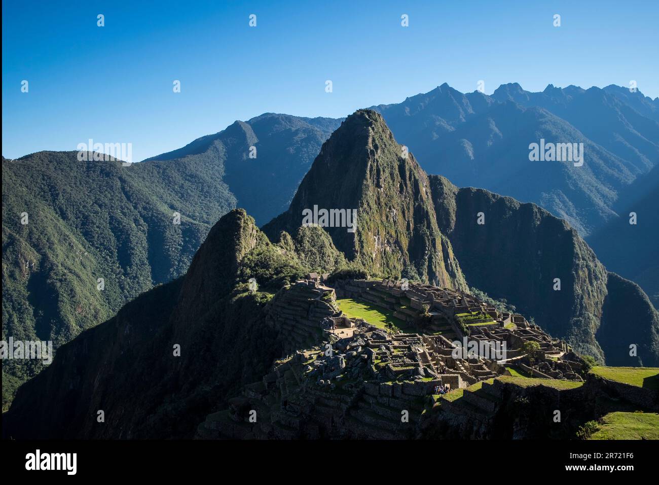 Peru. machu picchu. Ruinen der inka-Reichsstadt und berg huayna picchu im heiligen Tal Stockfoto