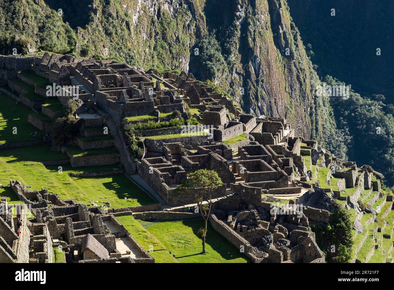 Peru. machu picchu. Ruinen der inka-Reichsstadt und berg huayna picchu im heiligen Tal Stockfoto