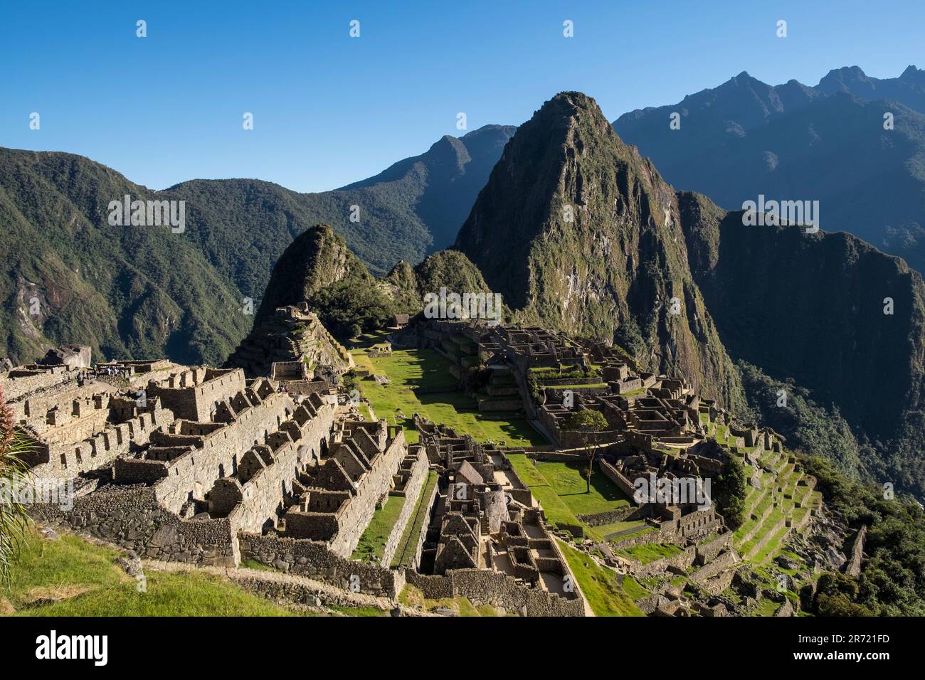 Peru. machu picchu. Ruinen der inka-Reichsstadt und berg huayna picchu im heiligen Tal Stockfoto