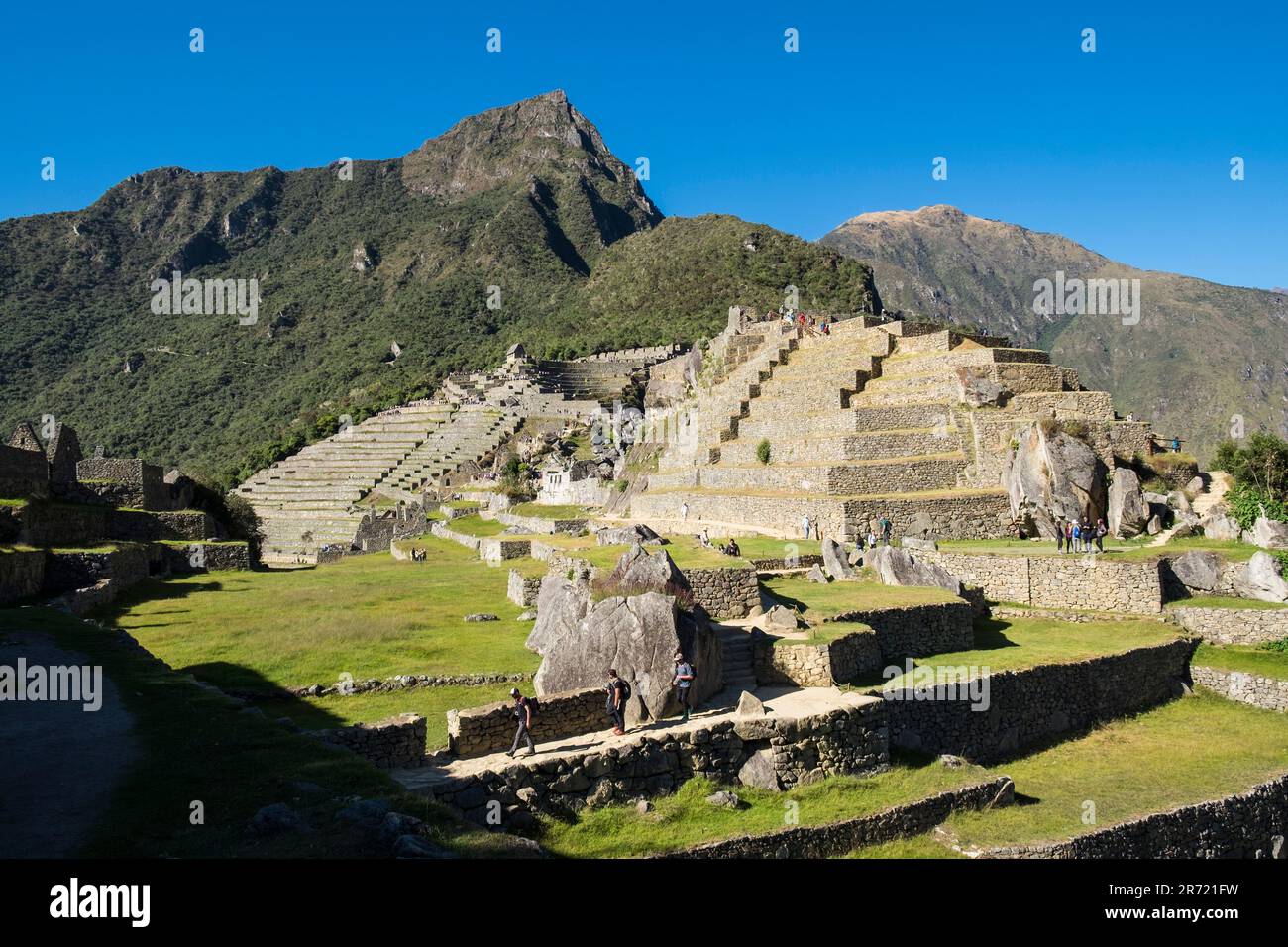 Peru. machu picchu. Ruinen der inka-Reichsstadt und berg huayna picchu im heiligen Tal Stockfoto