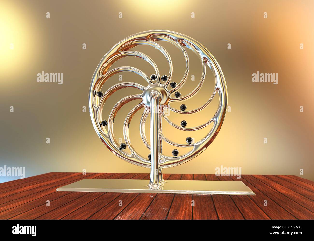 Perpetual Motion machine (Perpetuum Mobile), computer Modell gebaut nach Zeichnungen von Leonardo da Vinci. Stockfoto