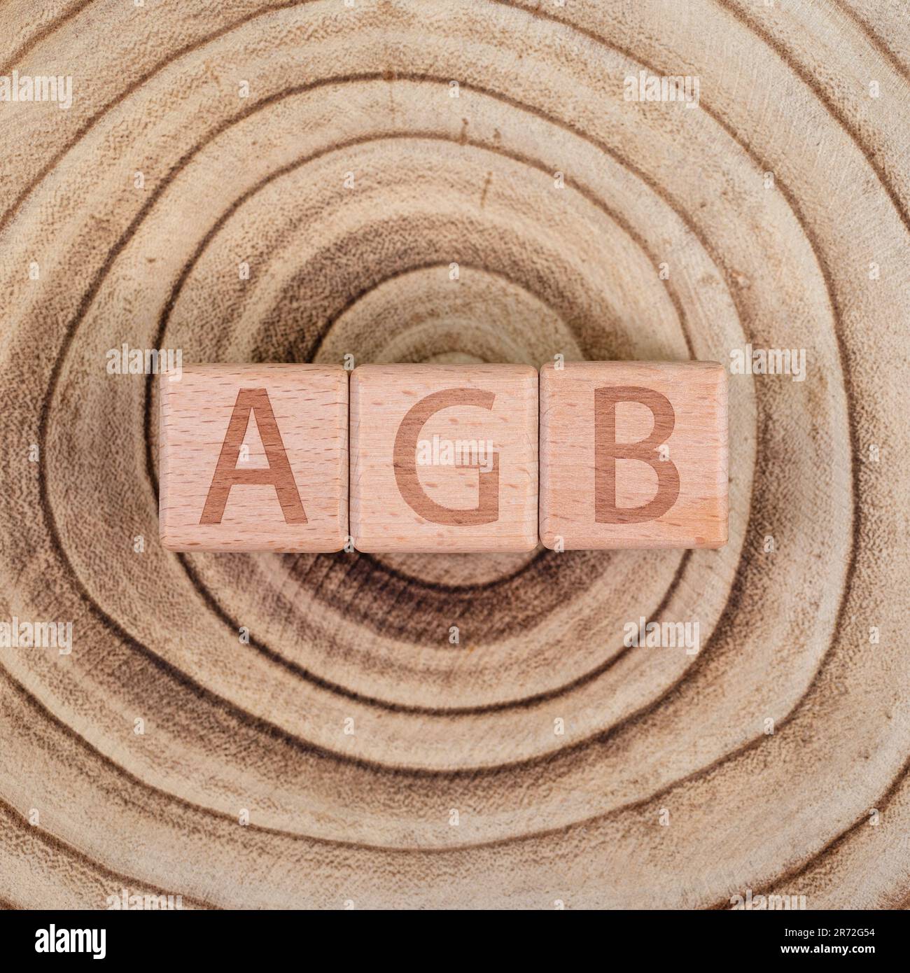 Würfel mit der Aufschrift AGB, Allgemeine Geschäftsbedingungen Stockfoto