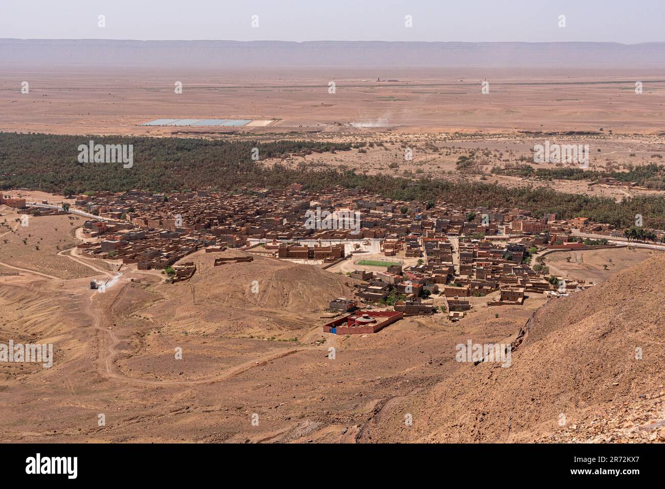 Herrlicher Panoramablick vom Mount Zagora in das Draa-Tal, Marokko Stockfoto