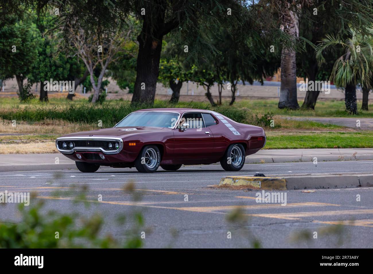 Ein 1971-72 Plymouth Road Runner beim North Modesto Kiwanis American Graffiti Car Show & Festival Stockfoto