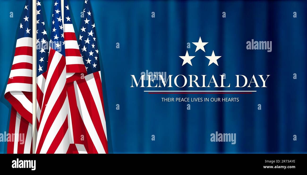 Übergangskarte zum Memorial Day mit amerikanischen Flaggen und Kopierraum Stock Vektor