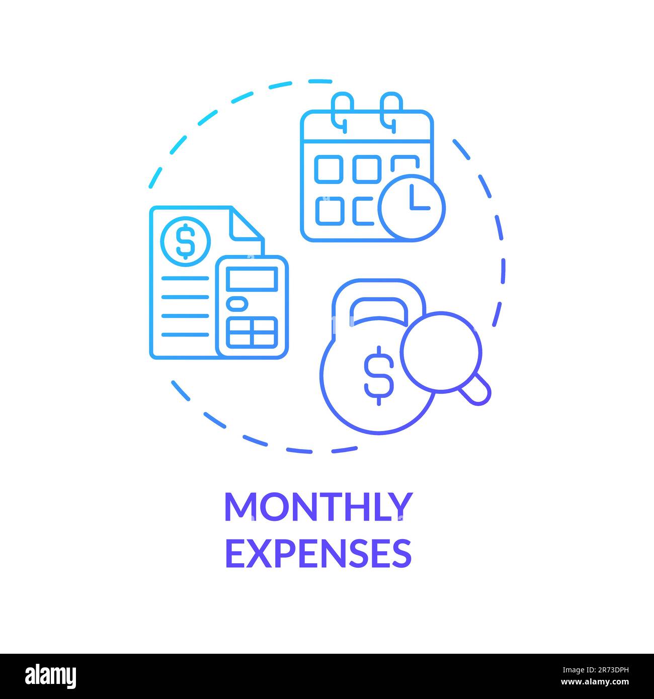 Symbol für monatliche Ausgaben mit blauem Verlauf Stock Vektor