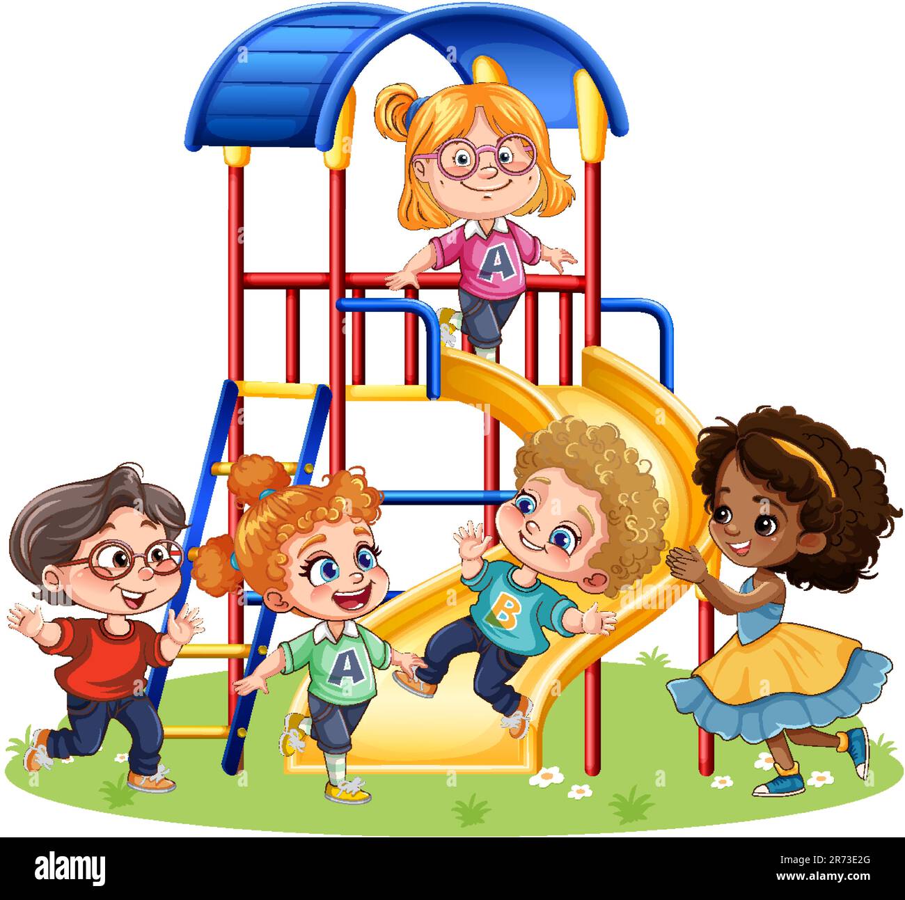 Auf dem Spielplatz spielende Kinder mit unterschiedlichen Rassen  Stock-Vektorgrafik - Alamy