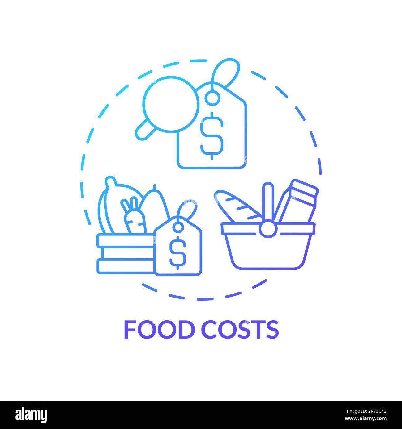 Lebensmittelkosten blaues Gradientensymbol Stock Vektor