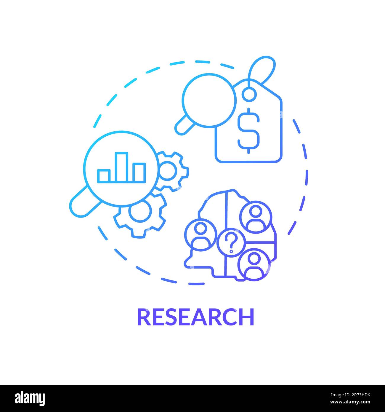 Forschungssymbol für blaues Gradientenkonzept Stock Vektor