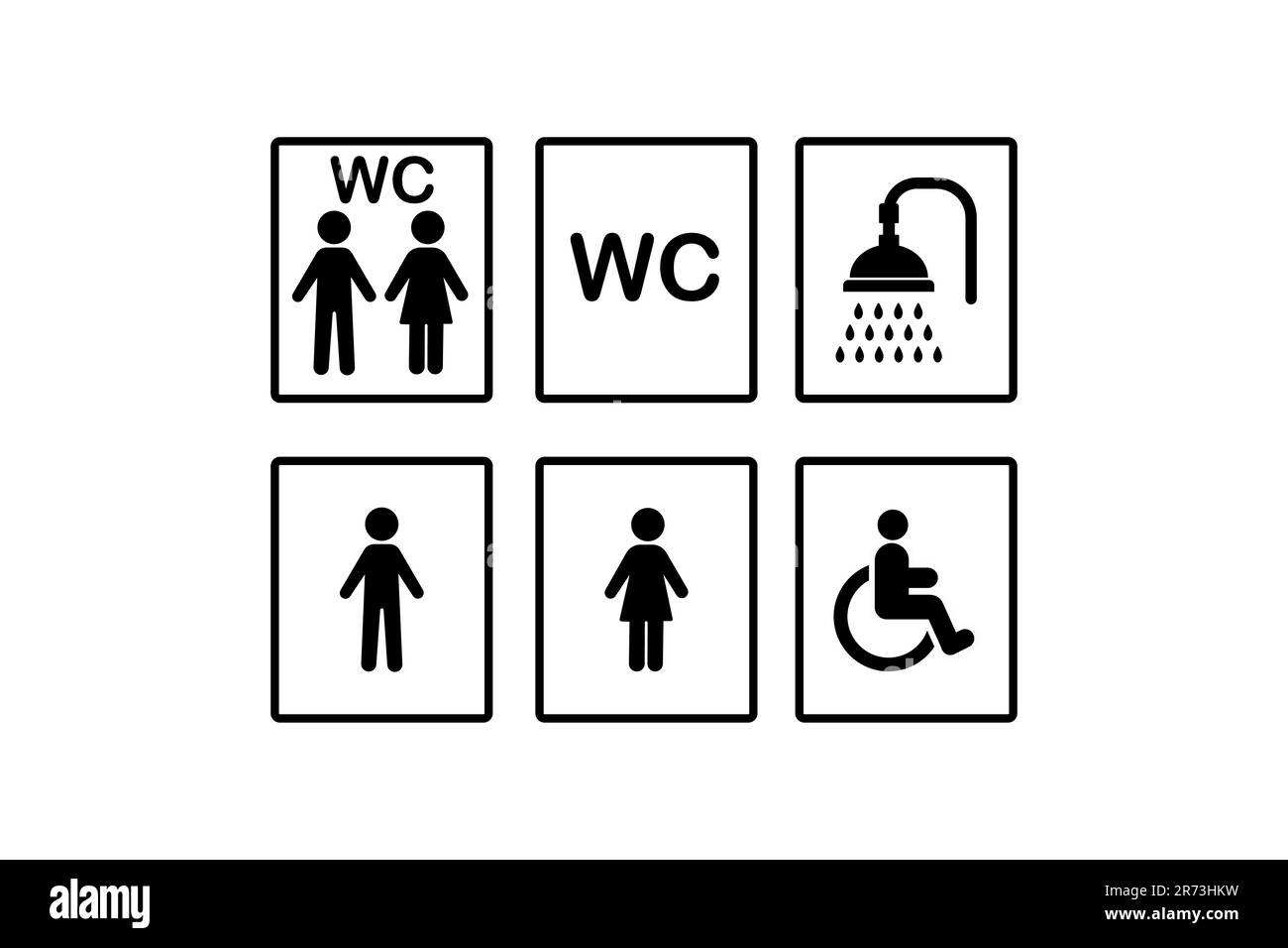 Symbolgruppe Personen . Toilettensymbole. Kein Rauchschild. Recycling-Schild . Ungültiges Symbol . Vektordarstellung Stock Vektor