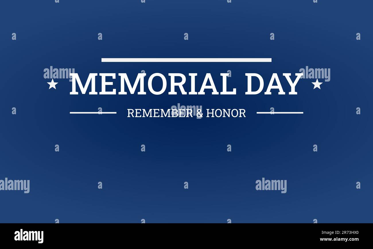 Einfache Begrüßung Happy Memorial Day Hintergrunddesign Vector. National American Holiday Illustration. Denk dran und Ehre auf blauer Farbe Stock Vektor