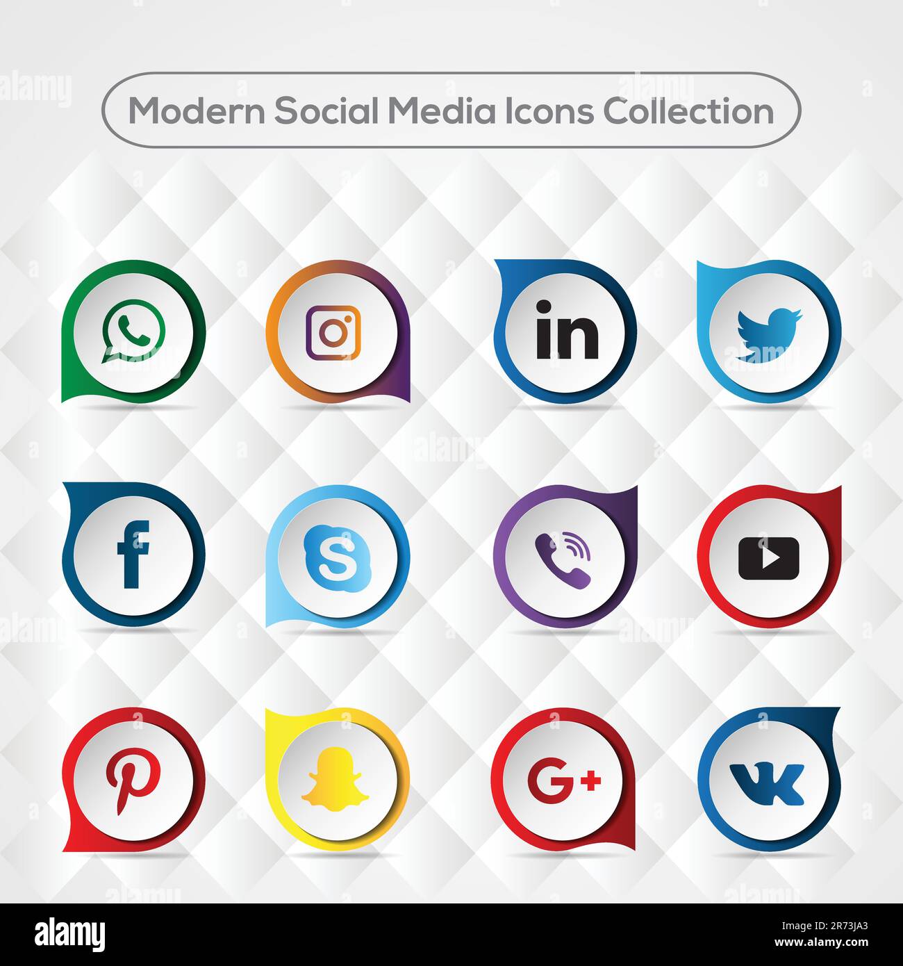 Vorlage für die Sammlung moderner Social-Media-Symbole Stock Vektor