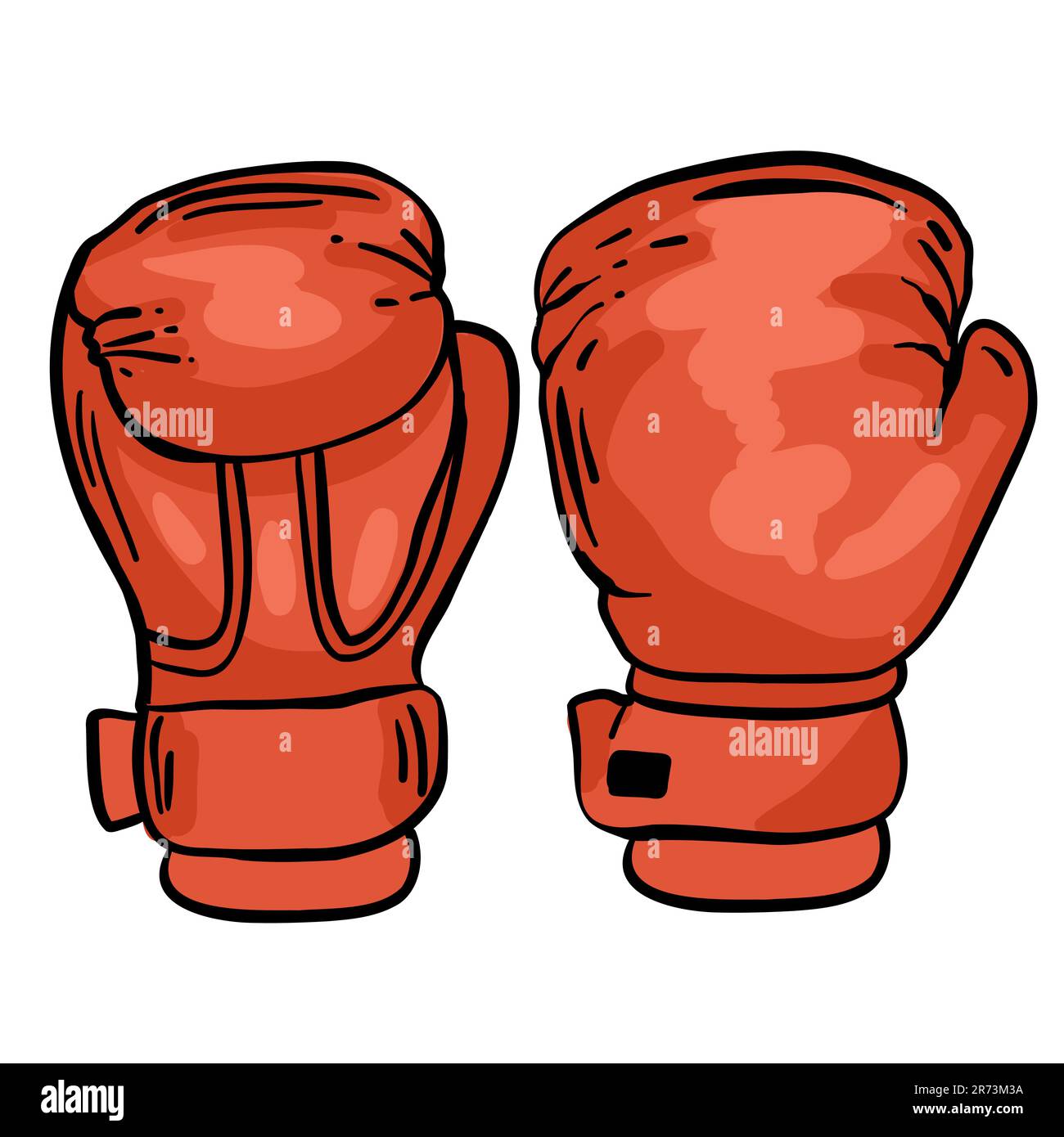 Cartoon-rote Box-Handschuh-Ikone, vorne und hinten. Darstellung isolierter Vektoren. Stock Vektor