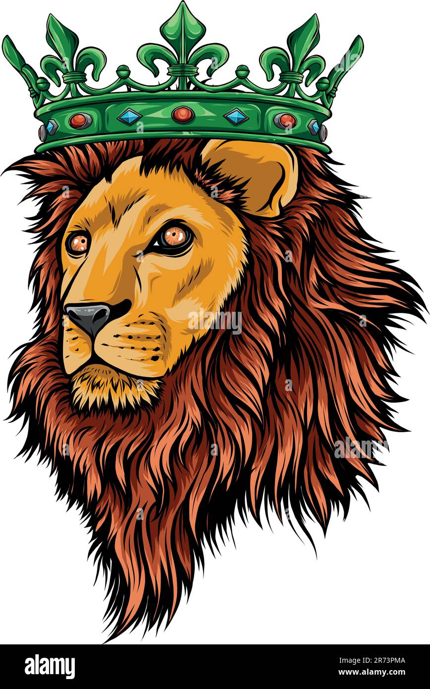 Löwenkopf farbenfrohe Handzeichnung Vektordarstellung Stock Vektor