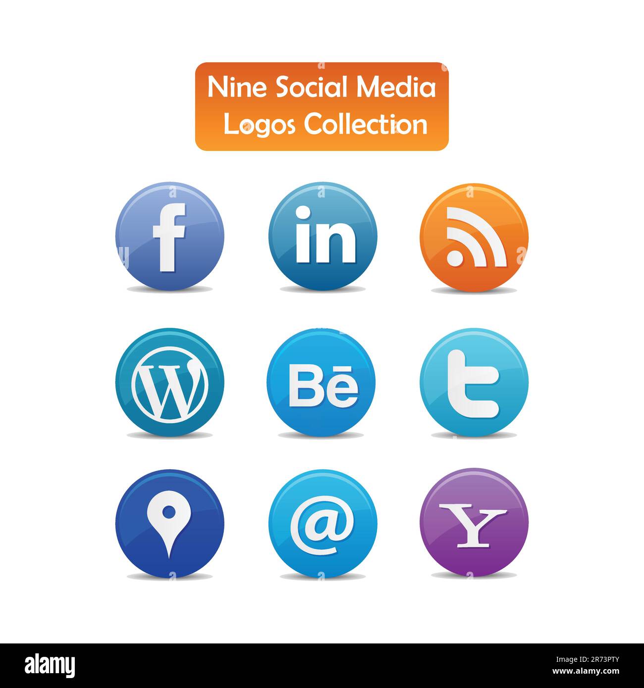 Neun Logos für soziale Medien Stock Vektor